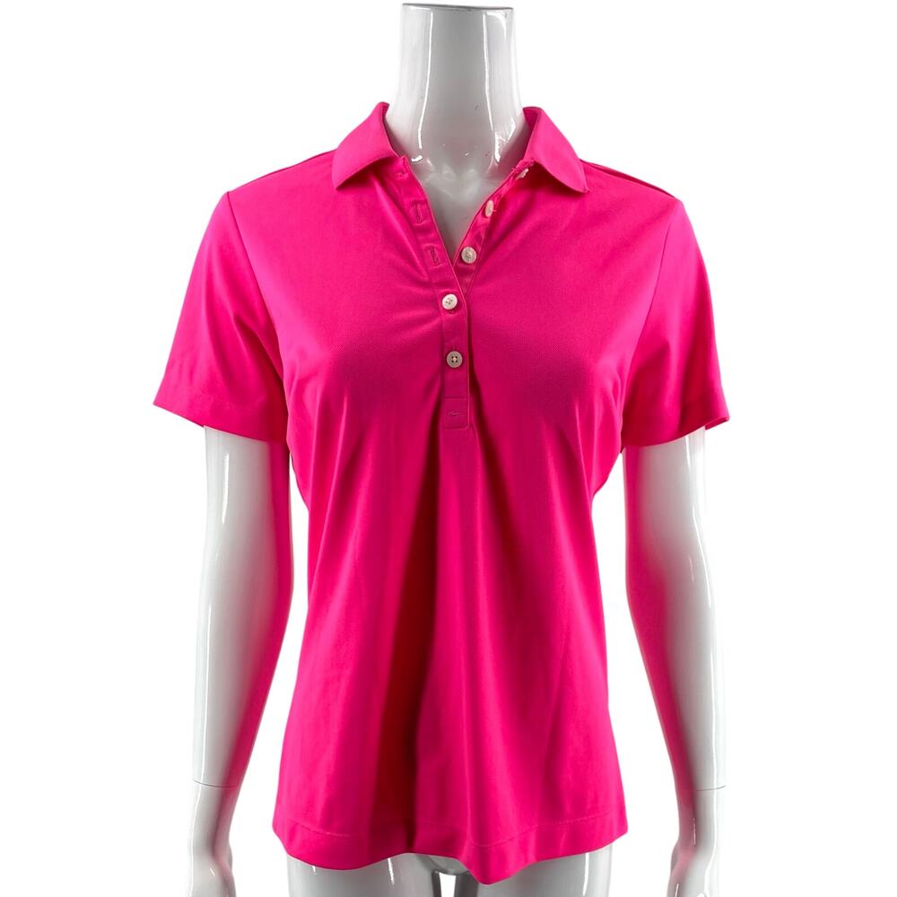 Nike Golf Tour Performance Womens Polo Shirt Top Size Medium Hot Pink Dri Fit